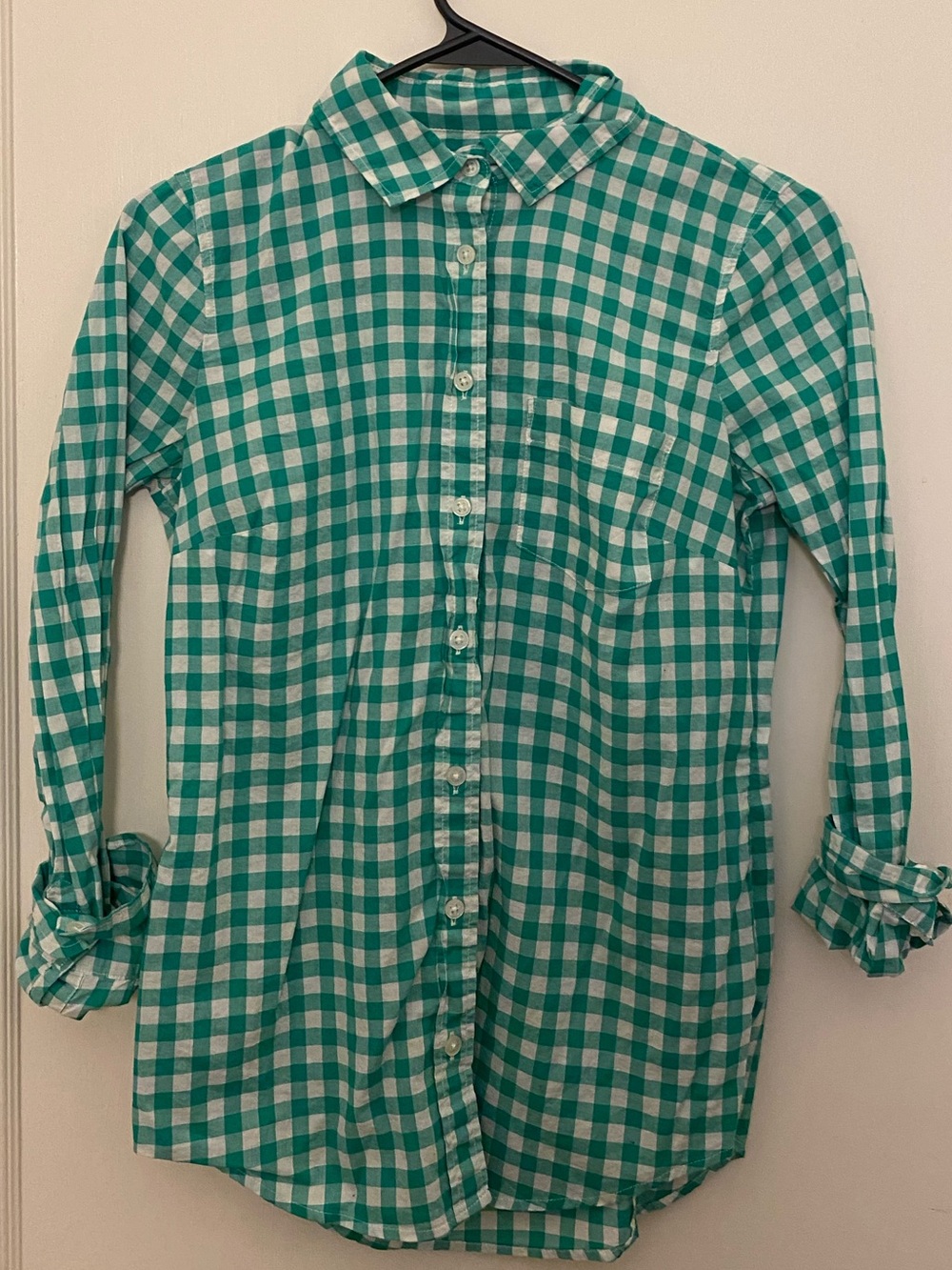 J. Crew Green Gingham Button-Up Shirt